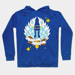 Support Legend Gamer Yellow Blue Syringe Wings Hoodie